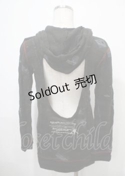 画像2: h.ANARCHY / ダメージ入背中あきボーダーニットパーカー  黒 Y-25-04-11-094-HN-TO-SZ-ZS