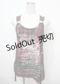 h.ANARCHY / チェック柄アシメノースリーブロングトップス  黒×赤 Y-25-04-11-095-HN-TO-SZ-ZY