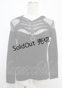 PUNK RAVE / Handsome Stretchable Mesh Hooded Punk T-shirt XS-S 黒 Y-25-04-11-099-PU-TO-SZ-ZY