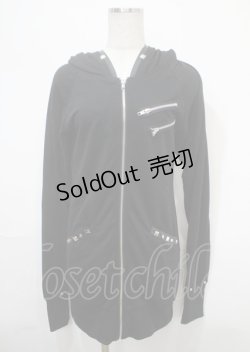 画像1: Drug Honey / スタッズ付きフードパーカー  黒 Y-25-04-11-101-PU-TO-SZ-ZY