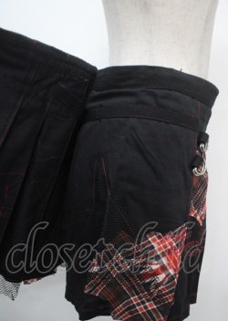 画像3: h.ANARCHY / チェック×ユニオン柄プリーツ巻きスカート  黒 Y-25-04-11-121-HN-SK-SZ-ZY