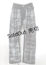 h.ANARCHY / 網柵×チェックptパンツ  黒 Y-25-04-11-123-HN-PA-SZ-ZY