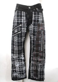 h.ANARCHY / 網柵×チェックptパンツ  黒 Y-25-04-11-123-HN-PA-SZ-ZY