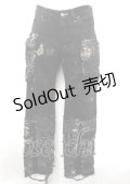 h.ANARCHY / ガーゼ使い編み上げ飛沫ptパンツ  黒 Y-25-04-11-125-HN-PA-SZ-ZS