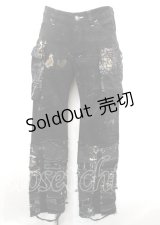 h.ANARCHY / ガーゼ使い編み上げ飛沫ptパンツ  黒 Y-25-04-11-125-HN-PA-SZ-ZS