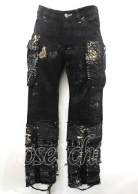 h.ANARCHY / ガーゼ使い編み上げ飛沫ptパンツ  黒 Y-25-04-11-125-HN-PA-SZ-ZY