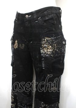 画像3: h.ANARCHY / ガーゼ使い編み上げ飛沫ptパンツ  黒 Y-25-04-11-125-HN-PA-SZ-ZY