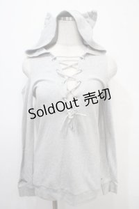 NieR Clothing / 肩出しレースアップトップス F グレー Y-25-04-15-040-PU-TO-SZ-ZY