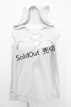 画像1: NieR Clothing / 肩出しレースアップトップス F グレー Y-25-04-15-040-PU-TO-SZ-ZY