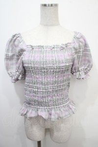 Candy Stripper / VOLUME SLEEVE SHIRRINGトップス 2 ラベンダー Y-25-04-15-042-PU-TO-SZ-ZY