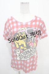 RNA / チェック×トラTシャツ M ラベンダー×赤 Y-25-04-15-045-PU-TO-SZ-ZY