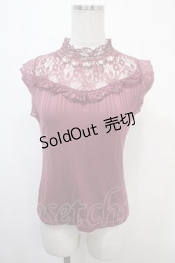 画像1: axes femme / パール使いレースノースリーブトップス M ピンク Y-25-04-15-051-AX-TO-SZ-ZY