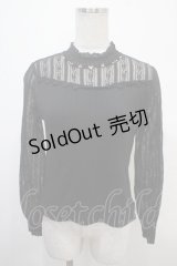 axes femme / 袖レース切替プルオーバー M 黒 Y-25-04-15-052-AX-TO-SZ-ZY