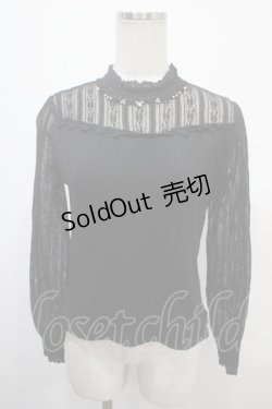 画像1: axes femme / 袖レース切替プルオーバー M 黒 Y-25-04-15-052-AX-TO-SZ-ZY