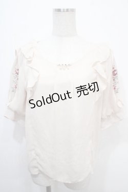 画像1: axes femme / 肩刺繍フリルプルオーバー M 生成り Y-25-04-15-053-AX-TO-SZ-ZY