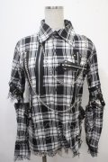 MAD / セパレートチェク柄シャツ  黒×白 Y-25-04-15-065-PU-BL-SZ-ZY