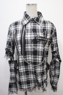 画像1: MAD / セパレートチェク柄シャツ  黒×白 Y-25-04-15-065-PU-BL-SZ-ZY