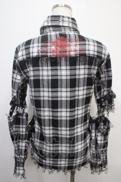 画像2: MAD / セパレートチェク柄シャツ  黒×白 Y-25-04-15-065-PU-BL-SZ-ZY