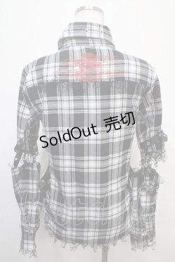 画像2: MAD / セパレートチェク柄シャツ  黒×白 Y-25-04-15-065-PU-BL-SZ-ZS