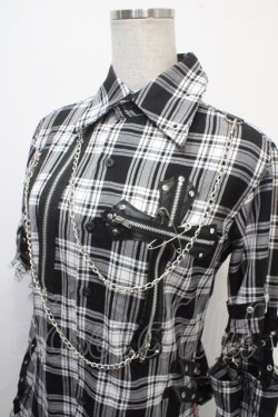 画像3: MAD / セパレートチェク柄シャツ  黒×白 Y-25-04-15-065-PU-BL-SZ-ZY