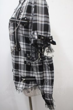画像4: MAD / セパレートチェク柄シャツ  黒×白 Y-25-04-15-065-PU-BL-SZ-ZY