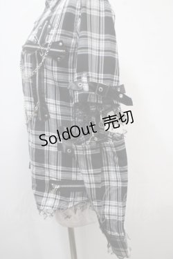画像4: MAD / セパレートチェク柄シャツ  黒×白 Y-25-04-15-065-PU-BL-SZ-ZS