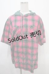 Candy Stripper / チェックシャツパーカー  ピンク Y-25-04-15-066-PU-TO-SZ-ZY