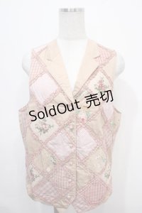 PINK HOUSE / フリル薔薇パッチワークベスト  ピンク Y-25-04-15-070-LO-TO-SZ-ZY