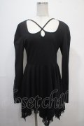 PUNK RAVE / Asymmetric Pointed Hem Flare Sleeves Gothic Dress M-L 黒 Y-25-04-15-086-PU-OP-SZ-ZY