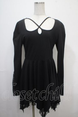 画像1: PUNK RAVE / Asymmetric Pointed Hem Flare Sleeves Gothic Dress M-L 黒 Y-25-04-15-086-PU-OP-SZ-ZY