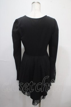 画像2: PUNK RAVE / Asymmetric Pointed Hem Flare Sleeves Gothic Dress M-L 黒 Y-25-04-15-086-PU-OP-SZ-ZY