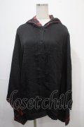 NieR Clothing / フード付き着物風袖ブロッキングシャツ【RED ROSE】  黒×赤 Y-25-04-15-089-PU-BL-SZ-ZY