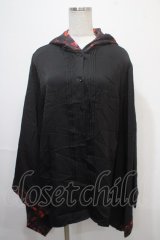 NieR Clothing / フード付き着物風袖ブロッキングシャツ【RED ROSE】  黒×赤 Y-25-04-15-089-PU-BL-SZ-ZY