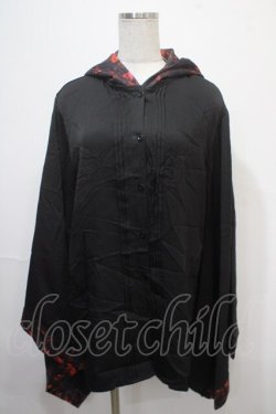 画像1: NieR Clothing / フード付き着物風袖ブロッキングシャツ【RED ROSE】  黒×赤 Y-25-04-15-089-PU-BL-SZ-ZY