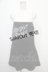 Candy Stripper / 英字プリントデニムワンピース 2 黒 Y-25-04-15-091-PU-OP-SZ-ZY