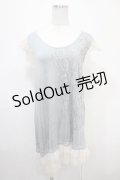 GRAMM / レース重ねノースリーブカットソー  サックス Y-25-04-15-093-HN-TO-SZ-ZY