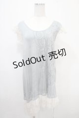 GRAMM / レース重ねノースリーブカットソー  サックス Y-25-04-15-093-HN-TO-SZ-ZY