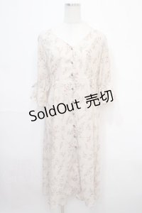 axes femme / 小花シフォンロングカーディガン M 生成り Y-25-04-15-105-AX-TO-SZ-ZI