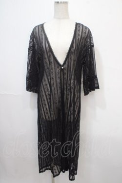 画像1: axes femme / ストライプ柄総レースガウン F 黒 Y-25-04-15-111-AX-TO-SZ-ZY