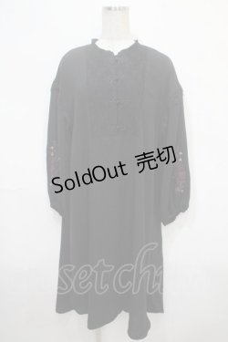 画像1: axes femme / チャイナ釦ロングシャツワンピース M 黒 Y-25-04-15-112-AX-OP-SZ-ZI