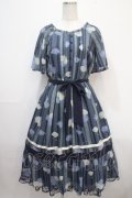 axes femme / 紫陽花シフォンワンピース M 紺 Y-25-04-15-113-AX-OP-SZ-ZI