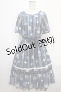 axes femme / 紫陽花シフォンワンピース M 紺 Y-25-04-15-113-AX-OP-SZ-ZI