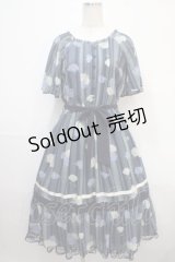 axes femme / 紫陽花シフォンワンピース M 紺 Y-25-04-15-113-AX-OP-SZ-ZI