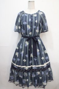 axes femme / 紫陽花シフォンワンピース M 紺 Y-25-04-15-113-AX-OP-SZ-ZI
