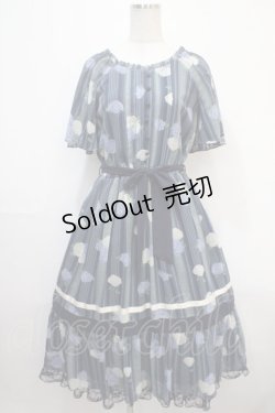 画像1: axes femme / 紫陽花シフォンワンピース M 紺 Y-25-04-15-113-AX-OP-SZ-ZI