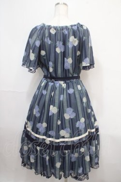 画像2: axes femme / 紫陽花シフォンワンピース M 紺 Y-25-04-15-113-AX-OP-SZ-ZI