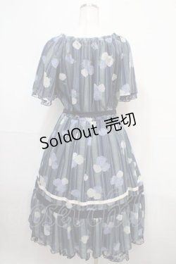 画像2: axes femme / 紫陽花シフォンワンピース M 紺 Y-25-04-15-113-AX-OP-SZ-ZI