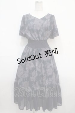 画像1: axes femme / ぼかし柄配色ワンピース M 紺 Y-25-04-15-114-AX-OP-SZ-ZY