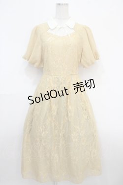 画像1: axes femme / バルーン袖レースワンピース  イエロー Y-25-04-15-120-AX-OP-SZ-ZI