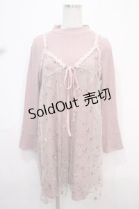axes femme / チュール重ね着ニットワンピース  ピンク Y-25-04-15-122-AX-OP-SZ-ZY
